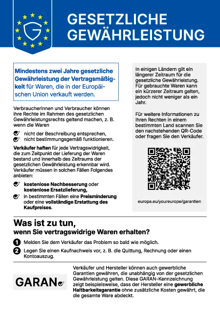 Gesetzliche Gewährleistung – Informationen zu Ihren Rechten bei mangelhafter Ware